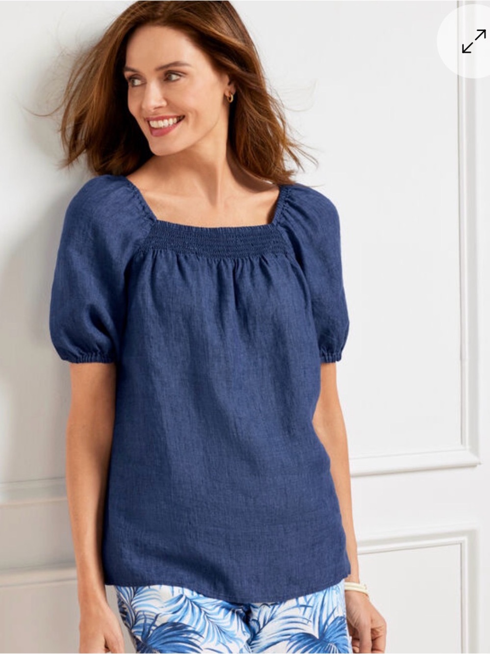 Talbots Square Neck Linen Top